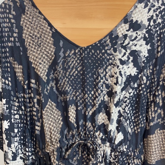 Express Python Print Silky Cold Shoulder Blouse - Picture 3 of 9